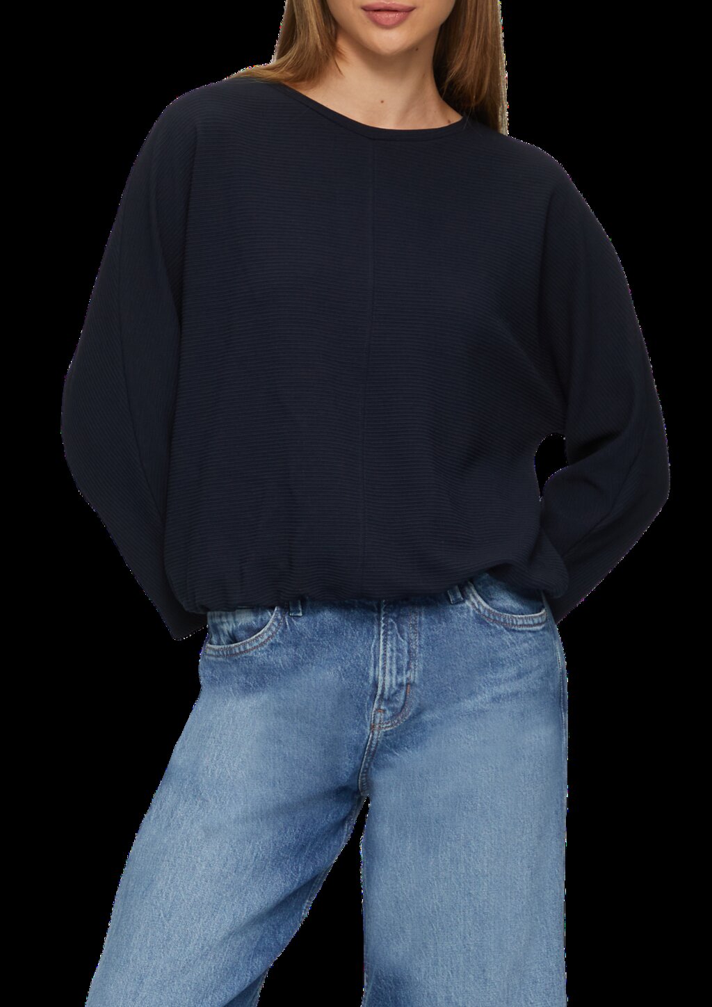 Strukturiertes Sweatshirt mit Fledermausarm im O-Shape