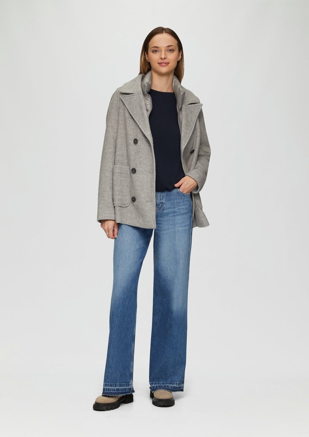 Strukturiertes Sweatshirt mit Fledermausarm im O-Shape