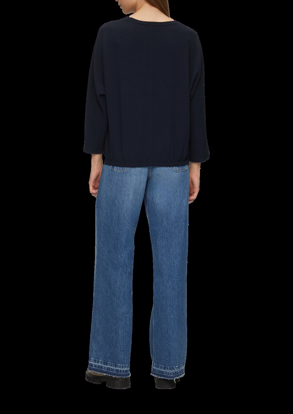 Strukturiertes Sweatshirt mit Fledermausarm im O-Shape