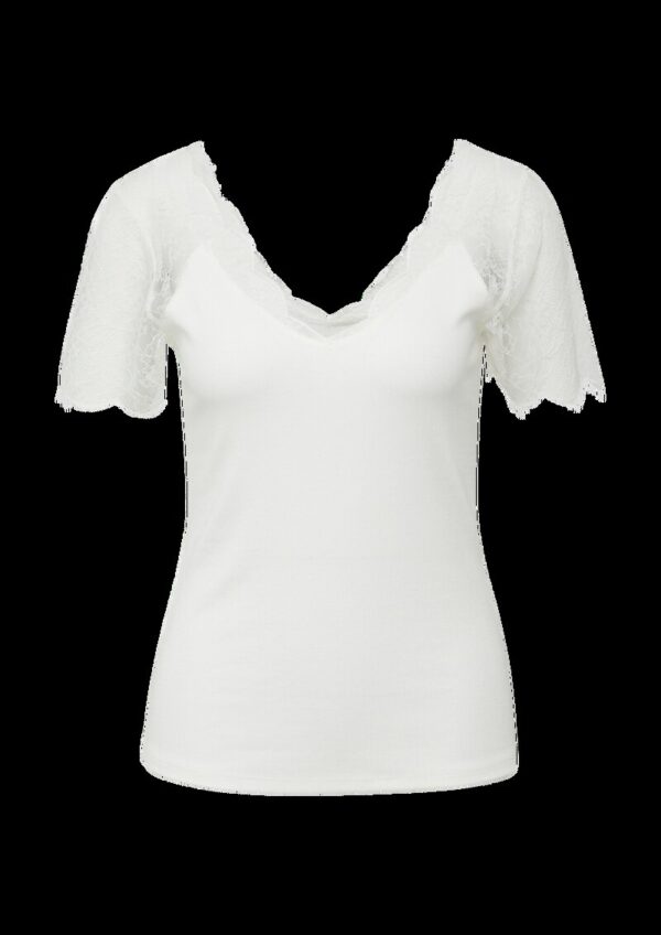 Feminines Ripp-Shirt im Slim Fit mit Spitze