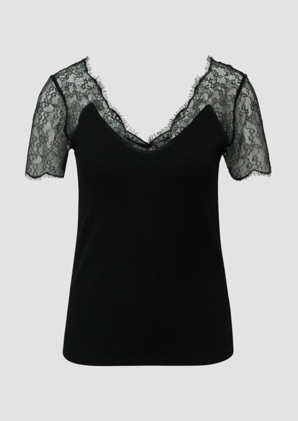 Elegantes T-Shirt im Slim Fit mit Spitze