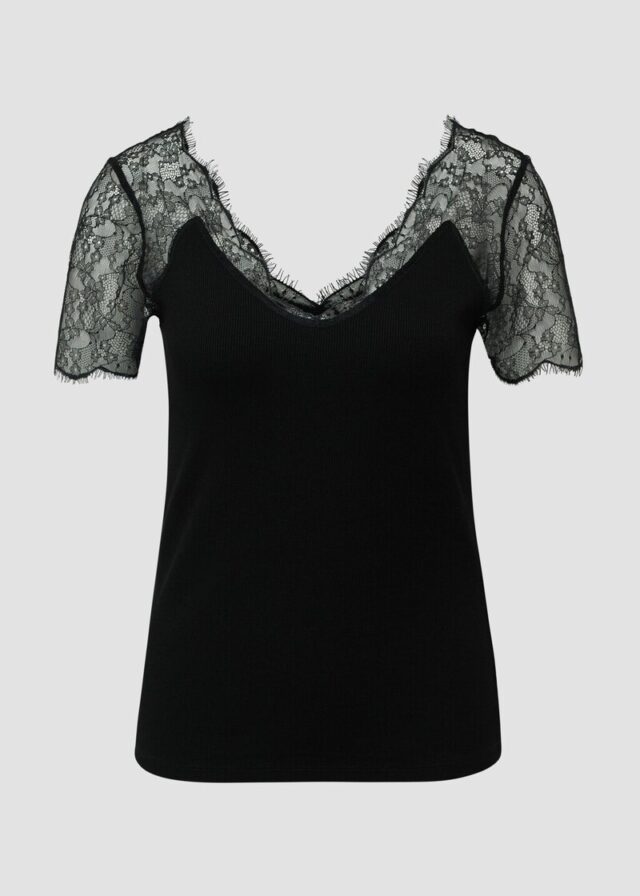 Elegantes T-Shirt im Slim Fit mit Spitze