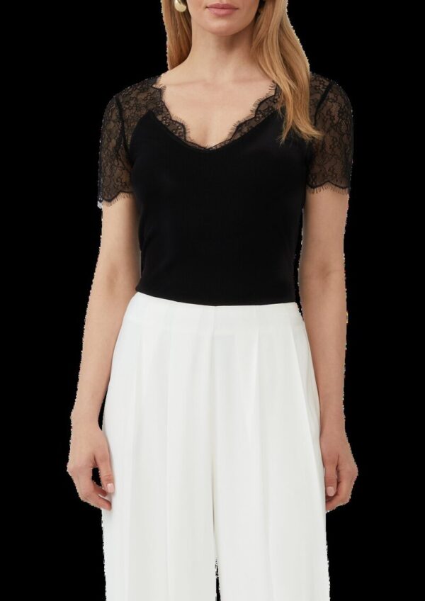 Elegantes T-Shirt im Slim Fit mit Spitze