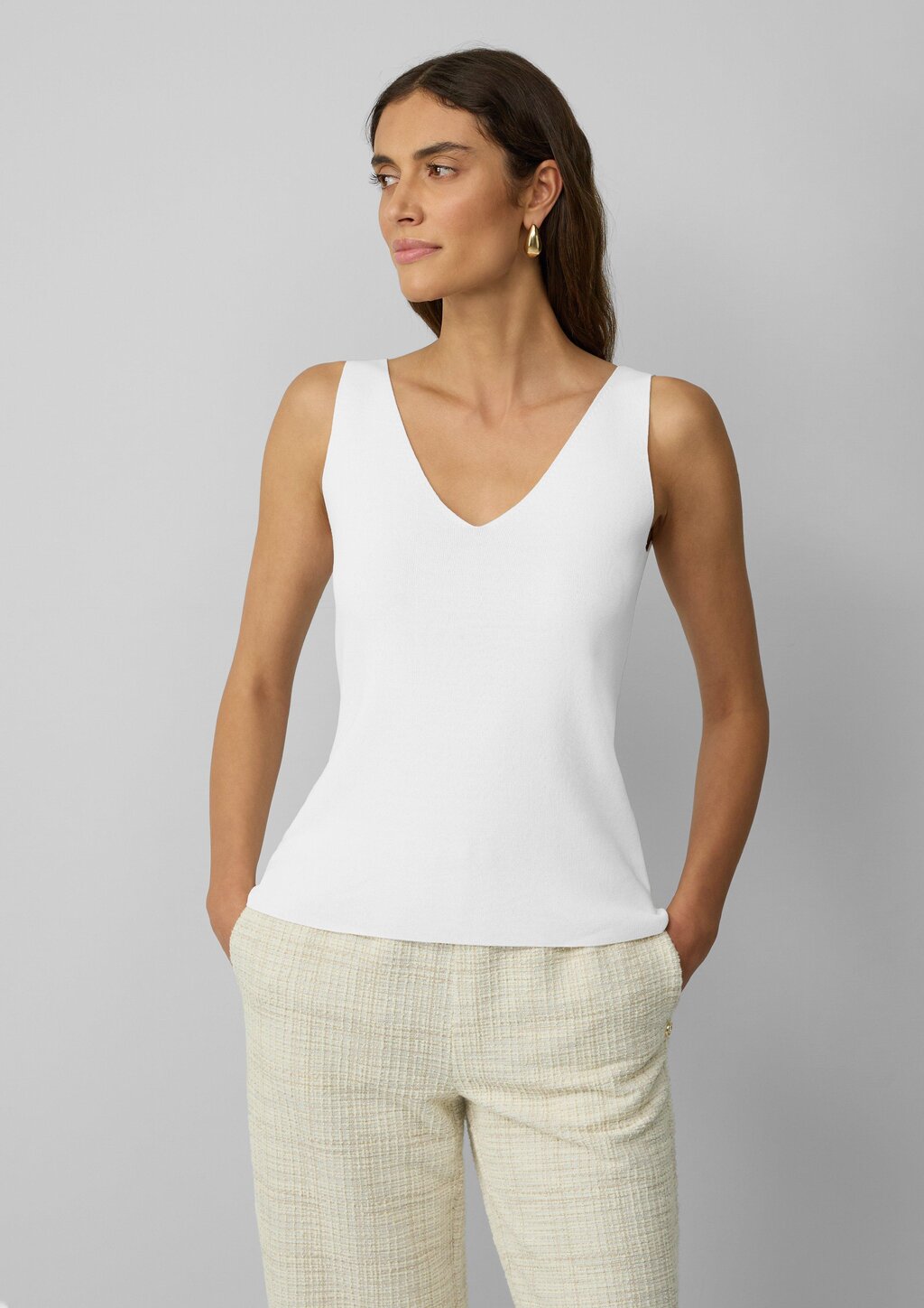 Ärmelloses Feinstrick-Top im Slim Fit