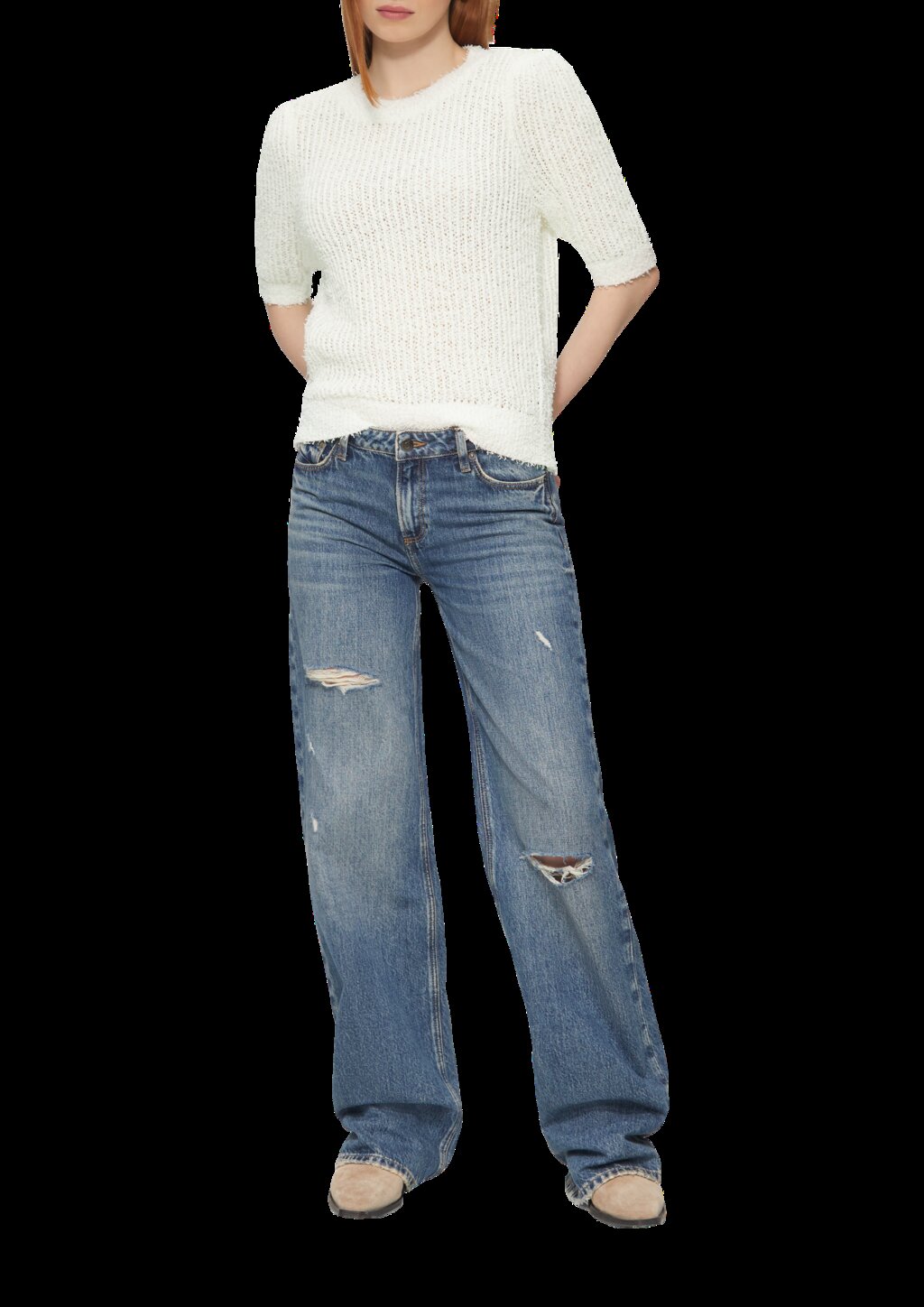 Kurzarmpullover aus Effektgarn