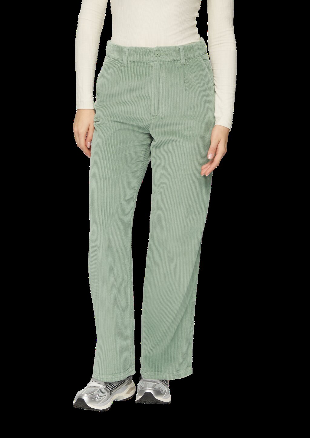 Cordhose mit Straight Leg und Bundfalten