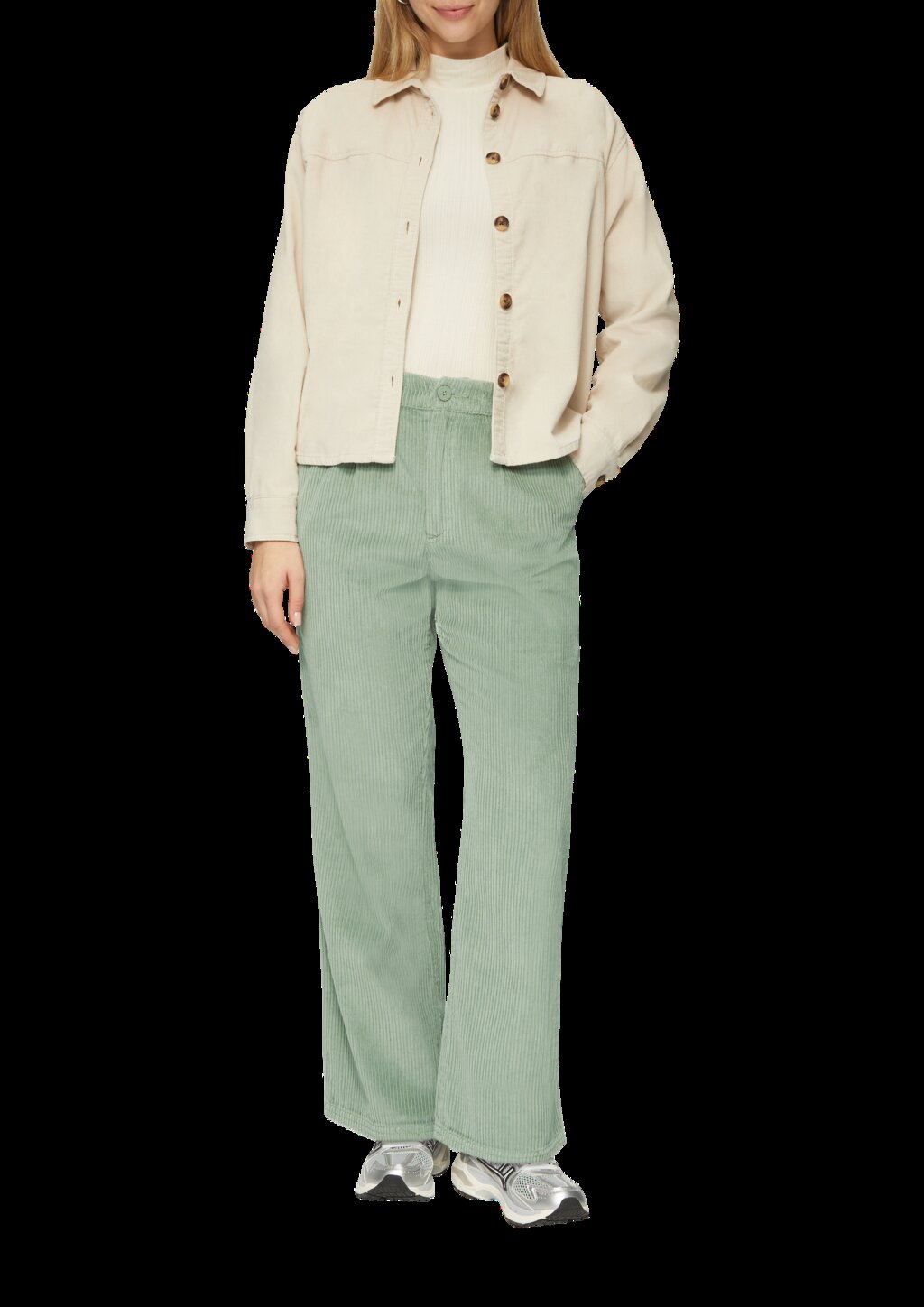 Cordhose mit Straight Leg und Bundfalten