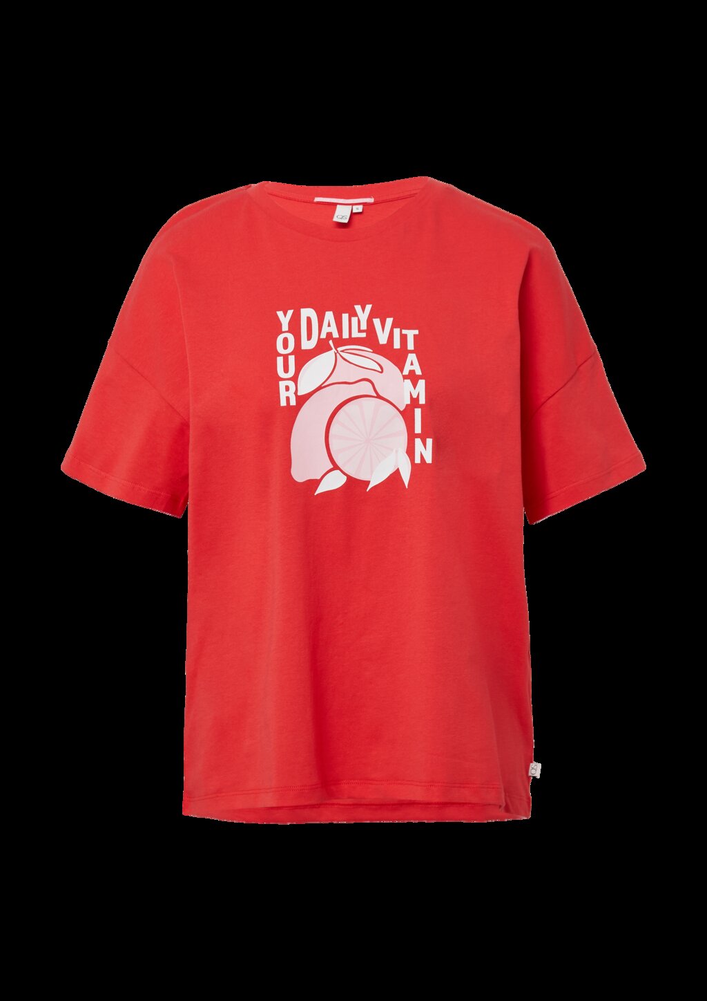 Baumwollshirt mit überschnittener Schulter und Frontprint