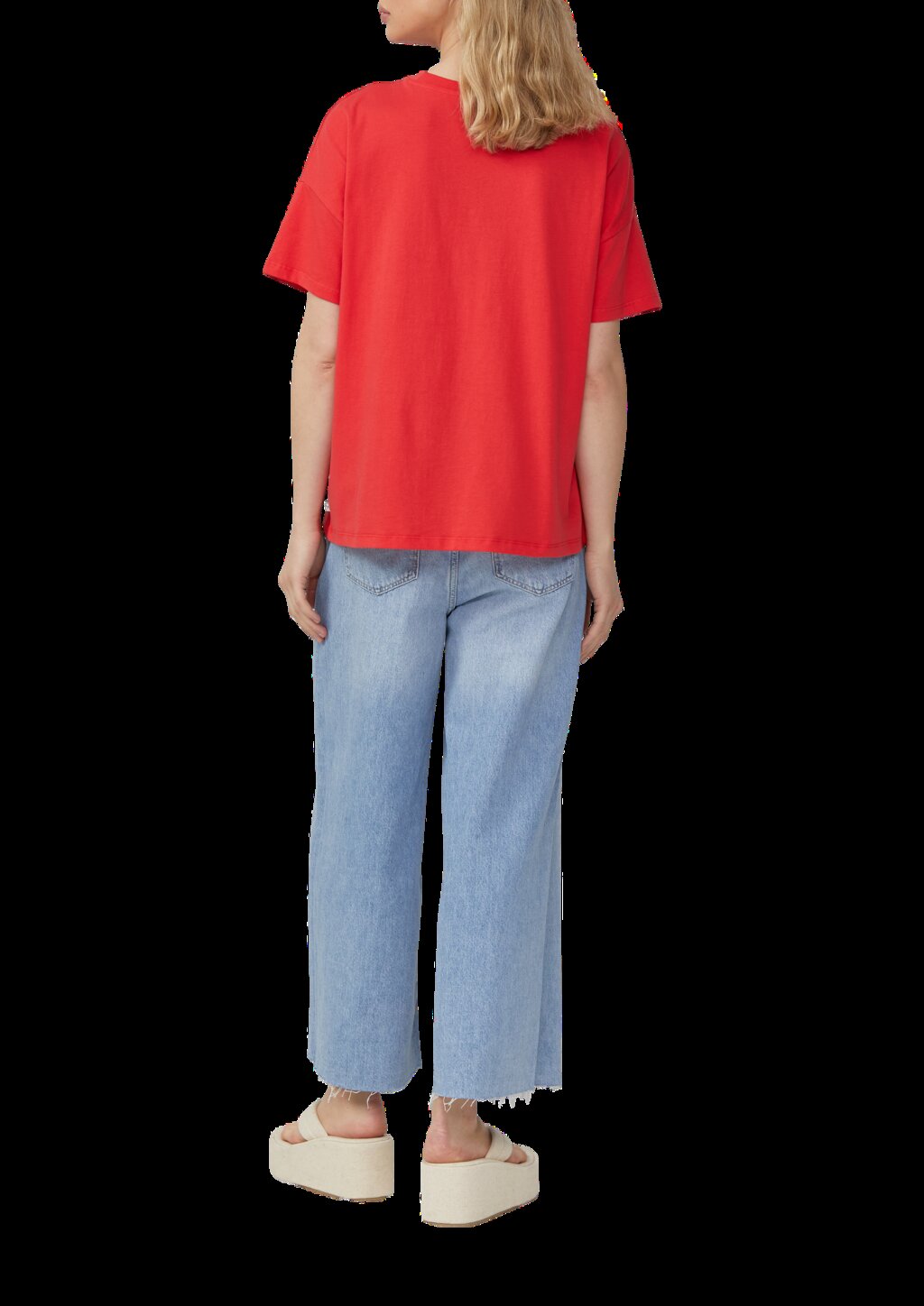 Baumwollshirt mit überschnittener Schulter und Frontprint