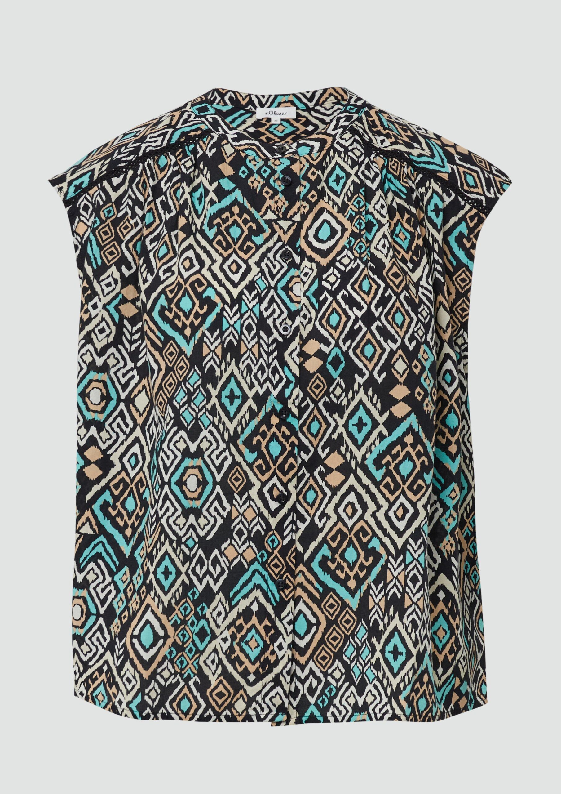 Weites Blusentop mit Raffung und Spitzen-Detail