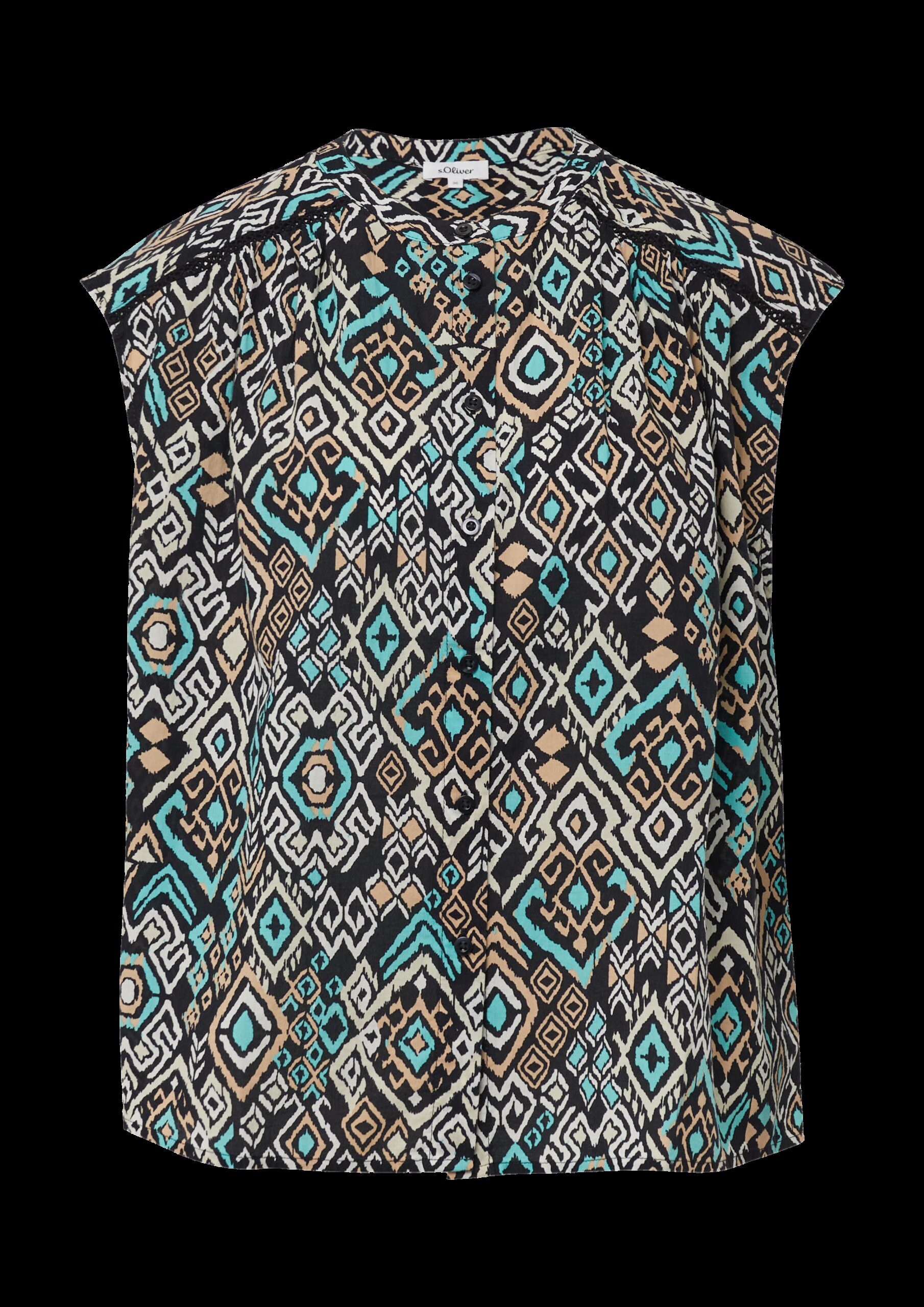 Weites Blusentop mit Raffung und Spitzen-Detail