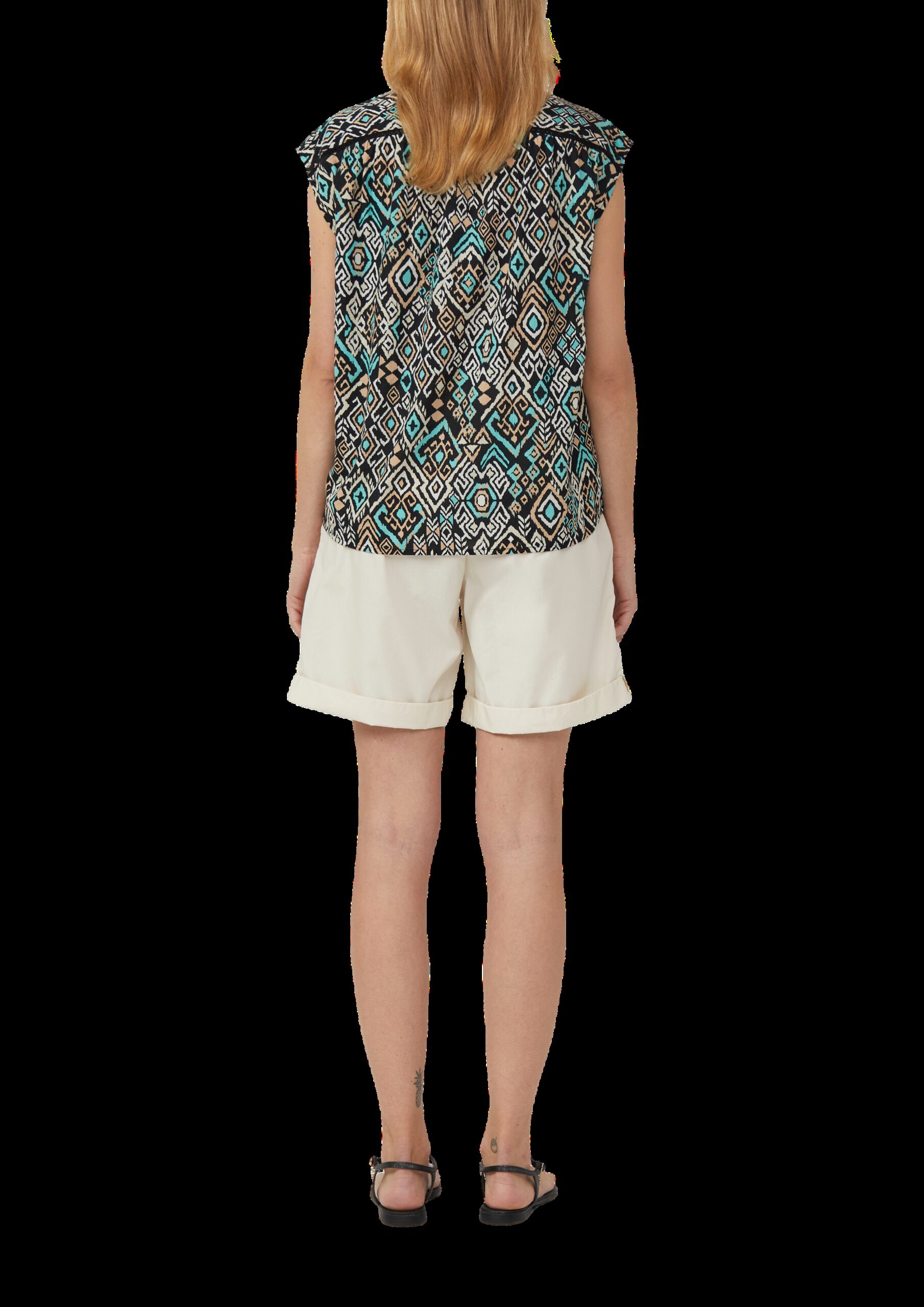 Weites Blusentop mit Raffung und Spitzen-Detail