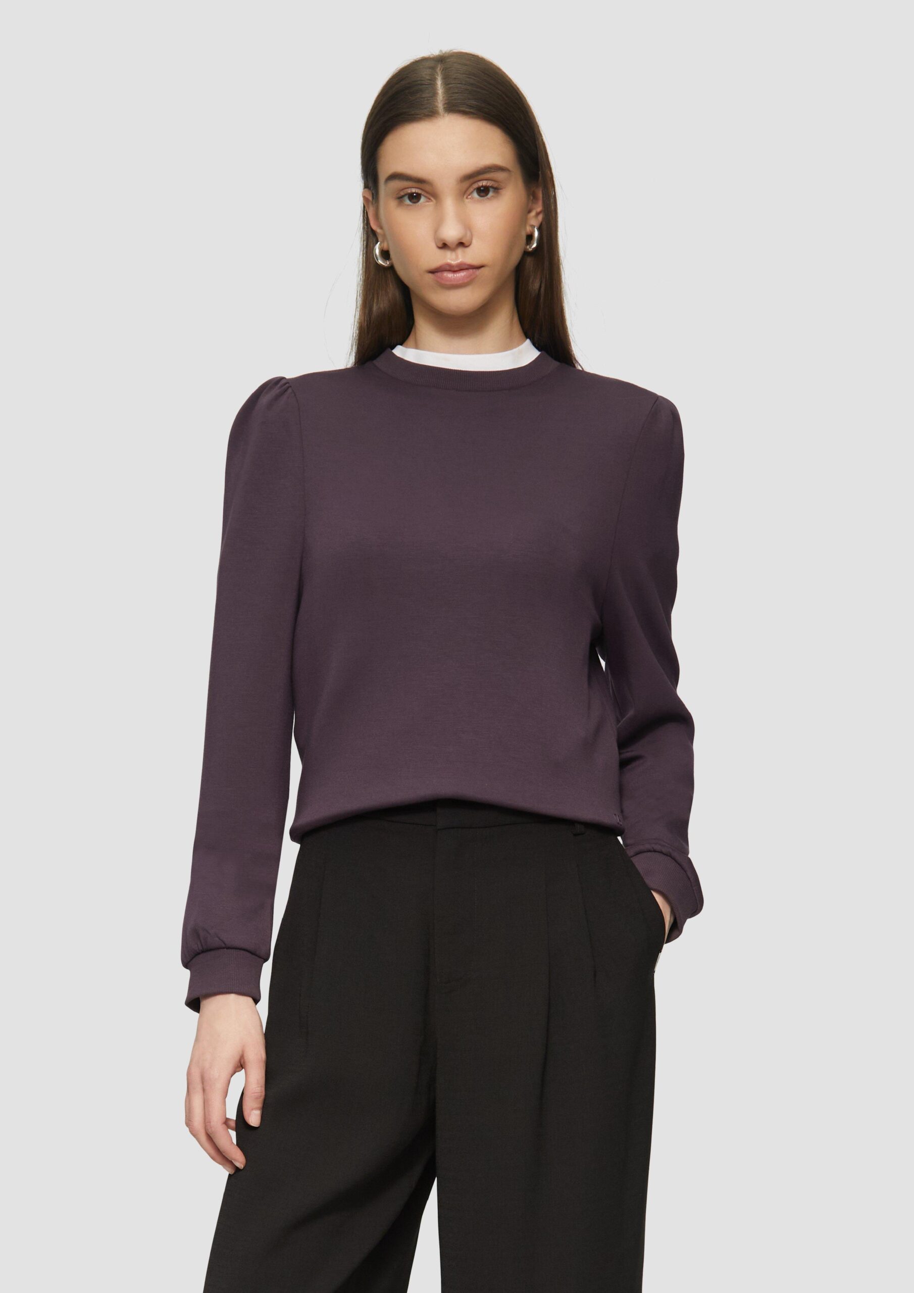 Viskosemix-Sweatshirt mit Puffärmeln