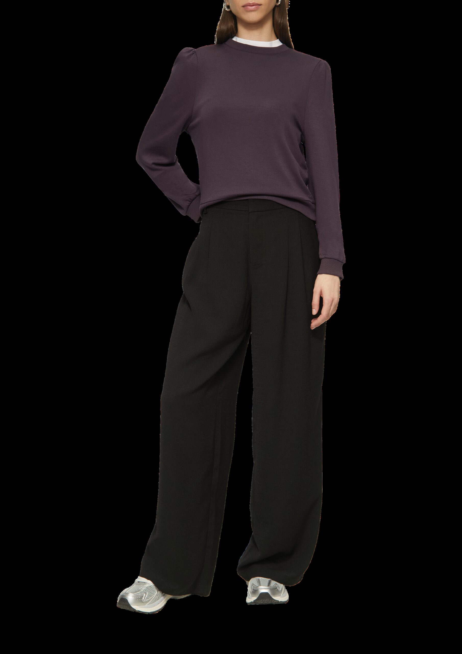 Viskosemix-Sweatshirt mit Puffärmeln