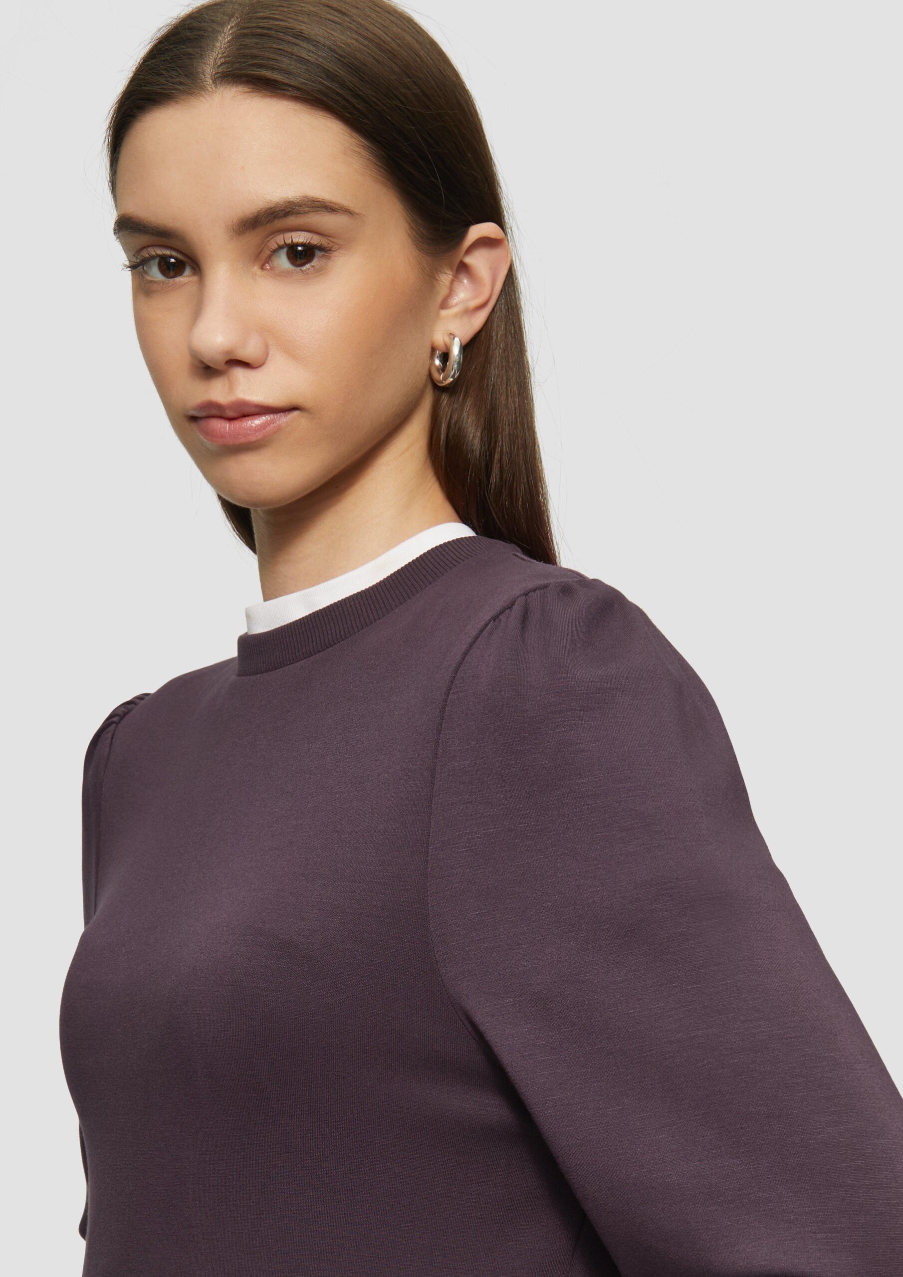 Viskosemix-Sweatshirt mit Puffärmeln