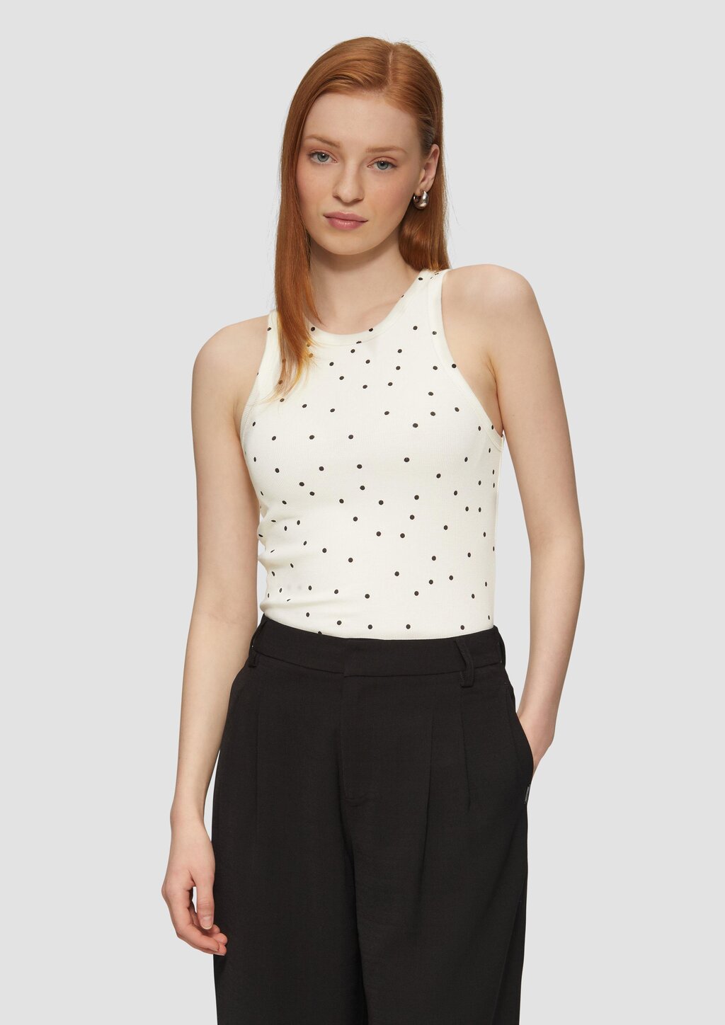 Geripptes Tanktop mit All-over-Print