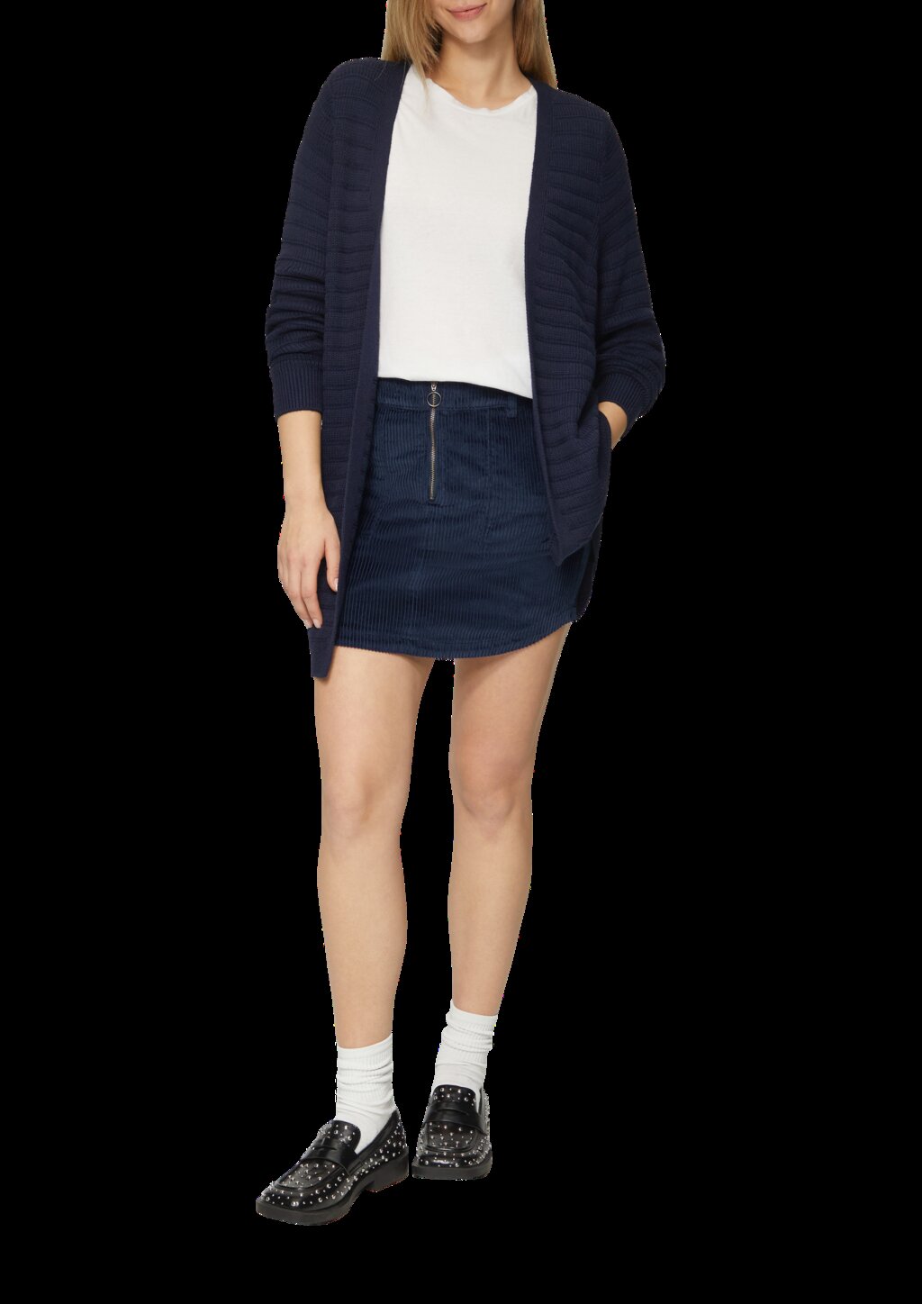 Kurzer Cordrock mit Reißverschluss