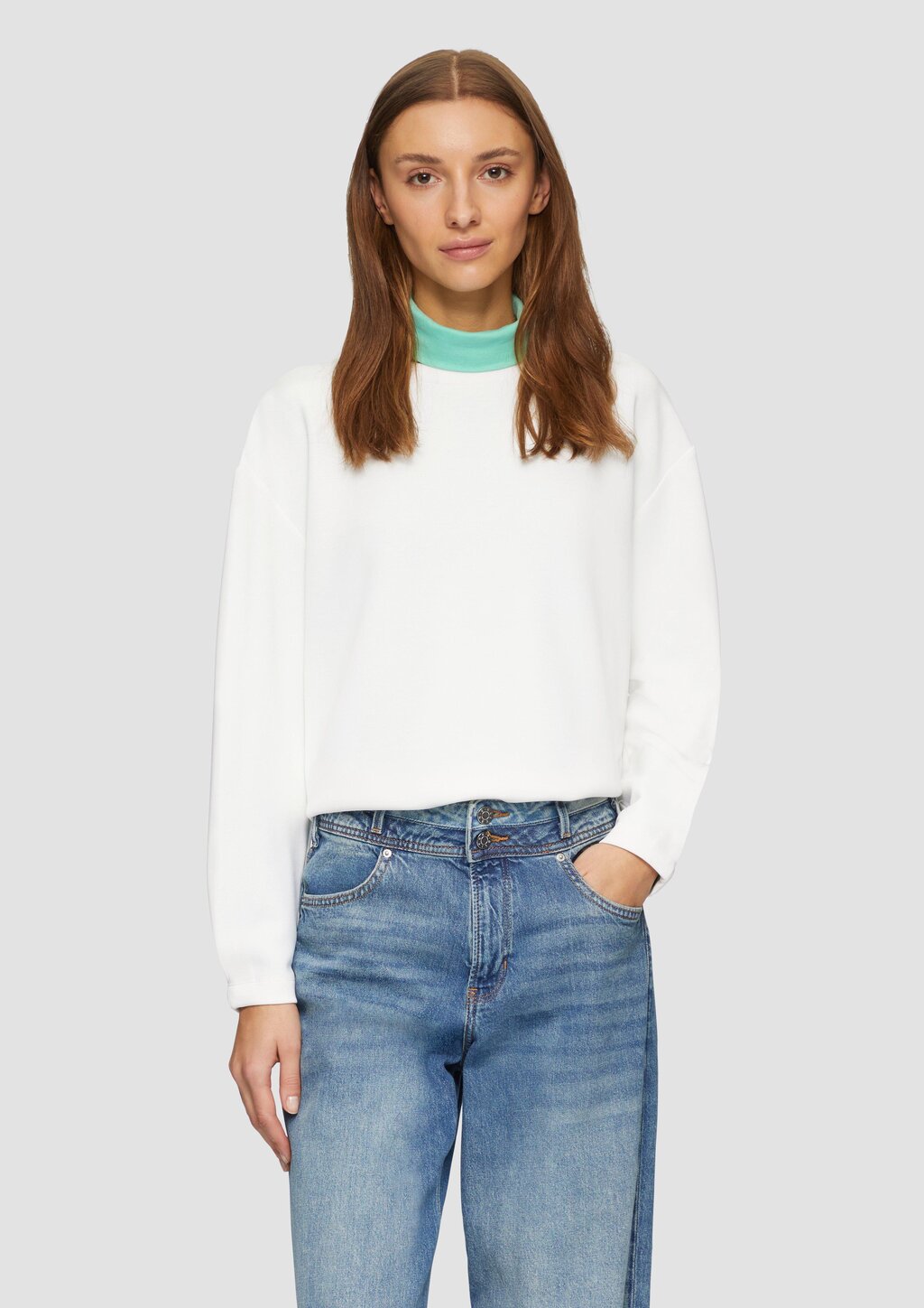 Scuba-Sweatshirt aus Modalmix mit Faltendetail