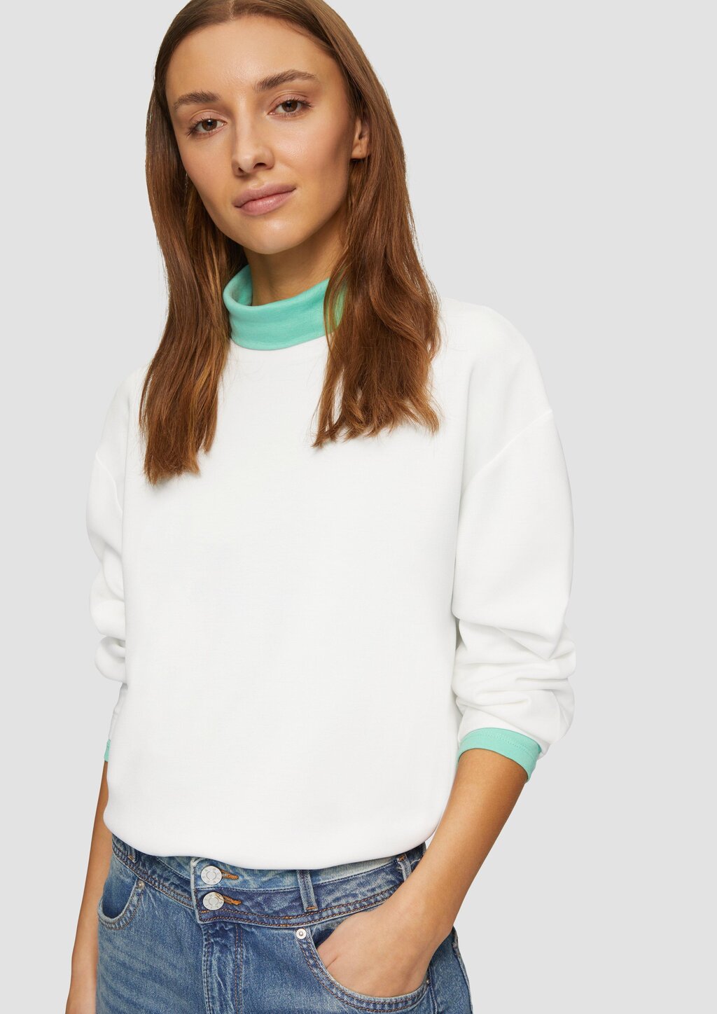 Scuba-Sweatshirt aus Modalmix mit Faltendetail