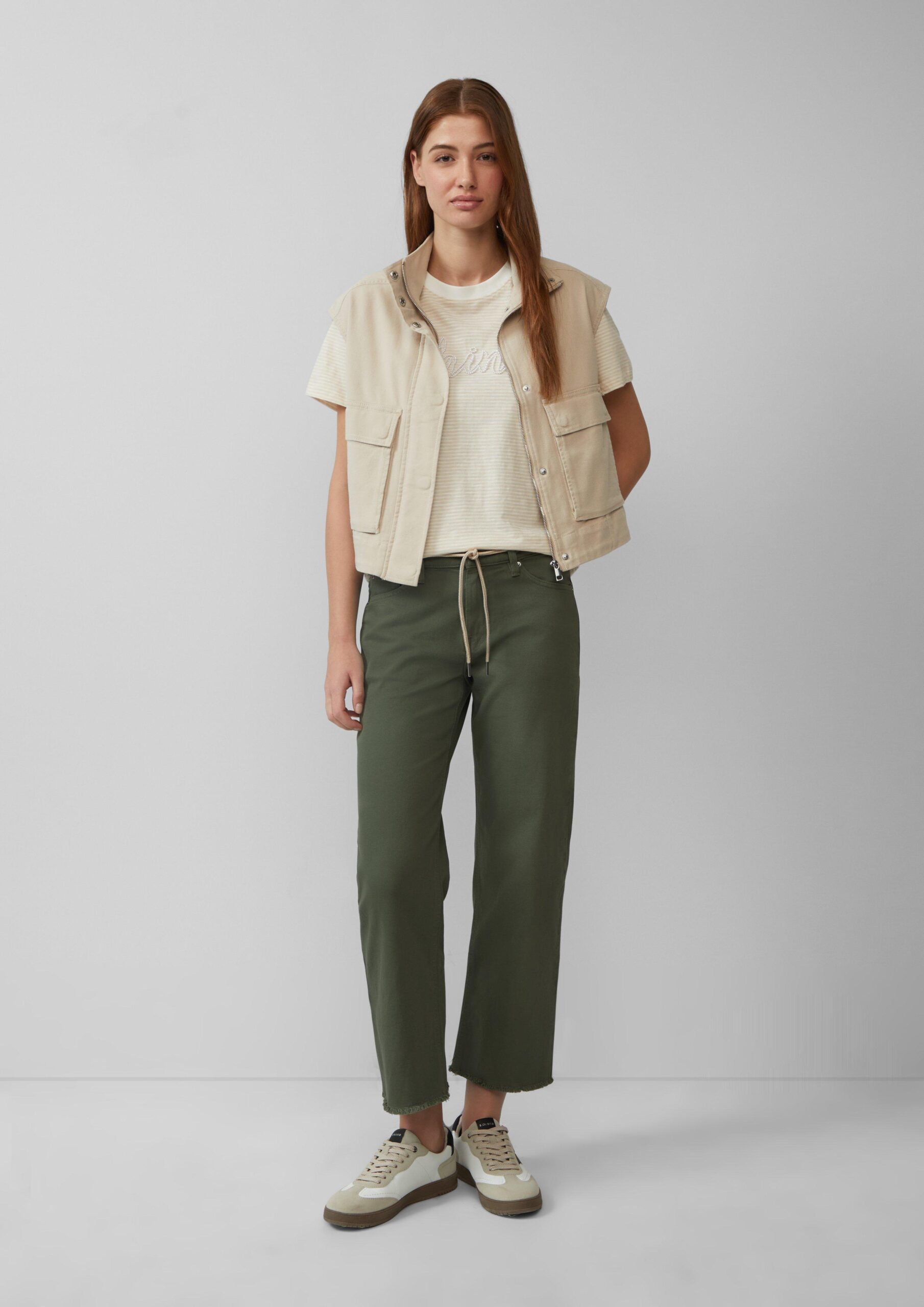 Cropped-Jeans Karolin / Regular Fit / Mid Rise / Straight Leg / offener Saum