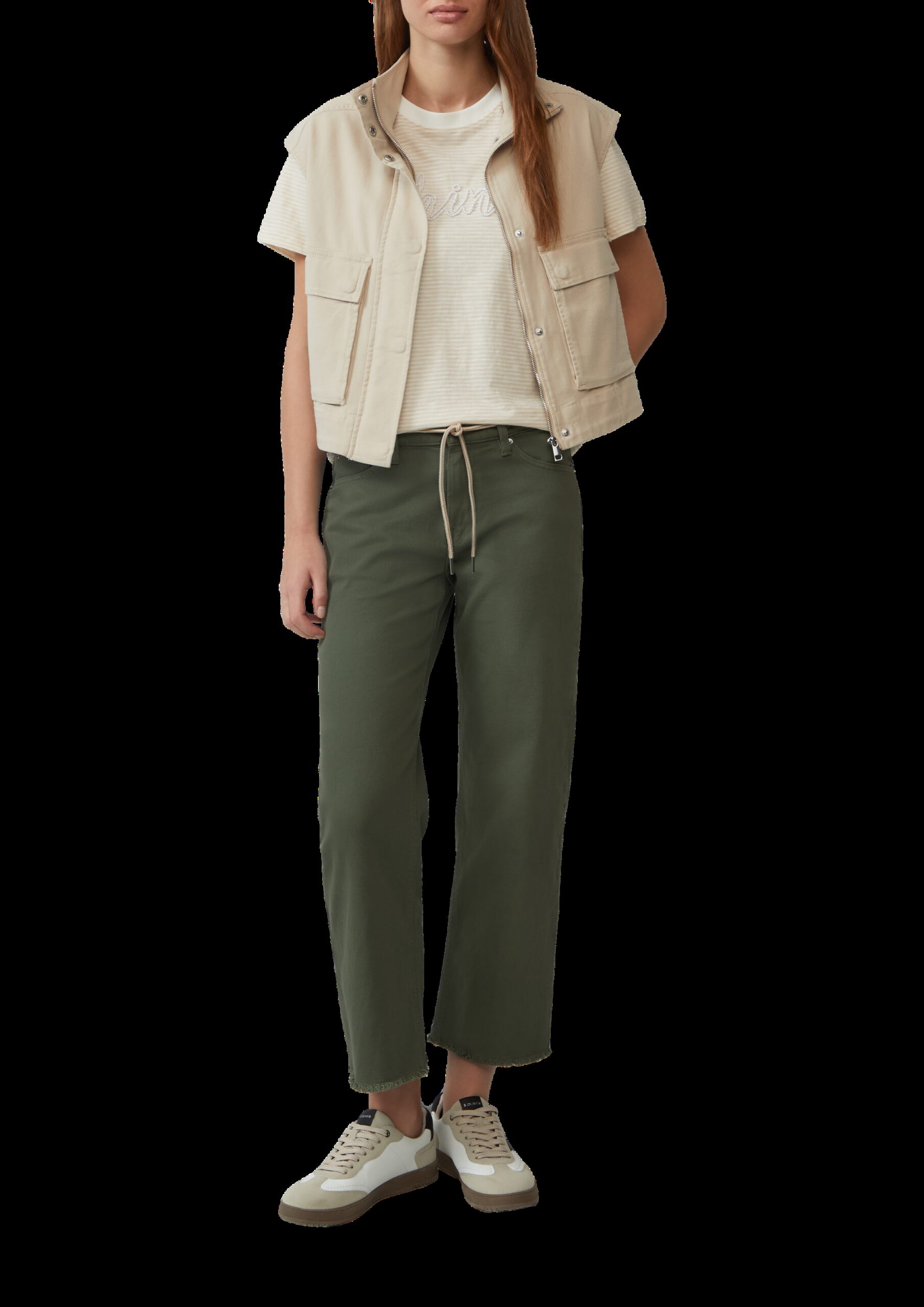 Cropped-Jeans Karolin / Regular Fit / Mid Rise / Straight Leg / offener Saum