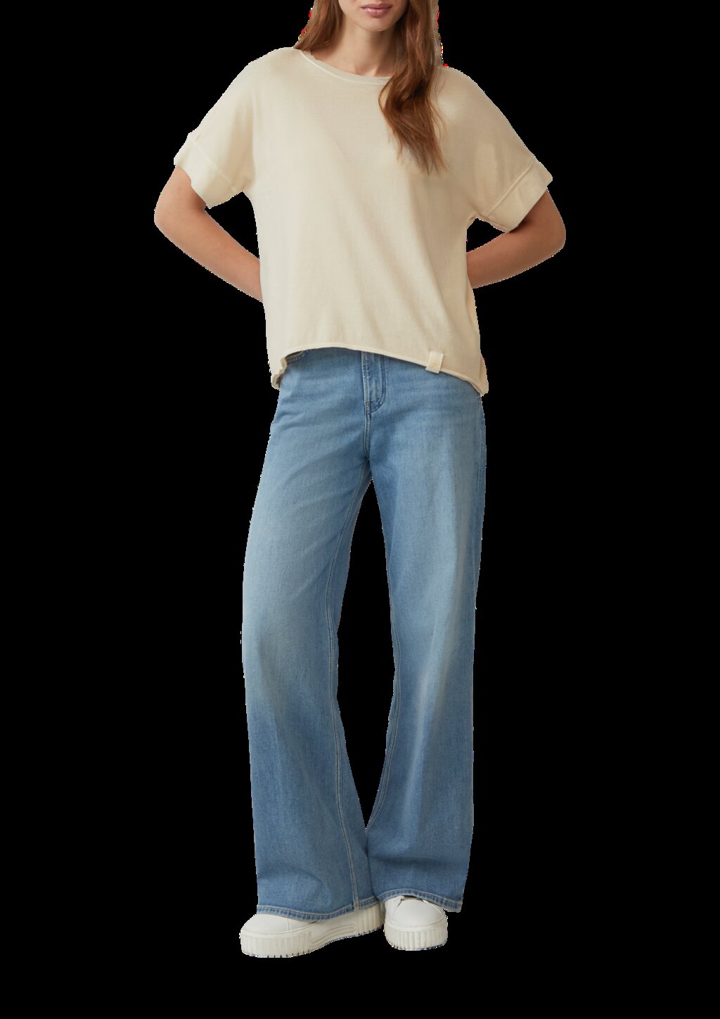 Gewaschenes T-Shirt mit Ziernähten im Relaxed Fit