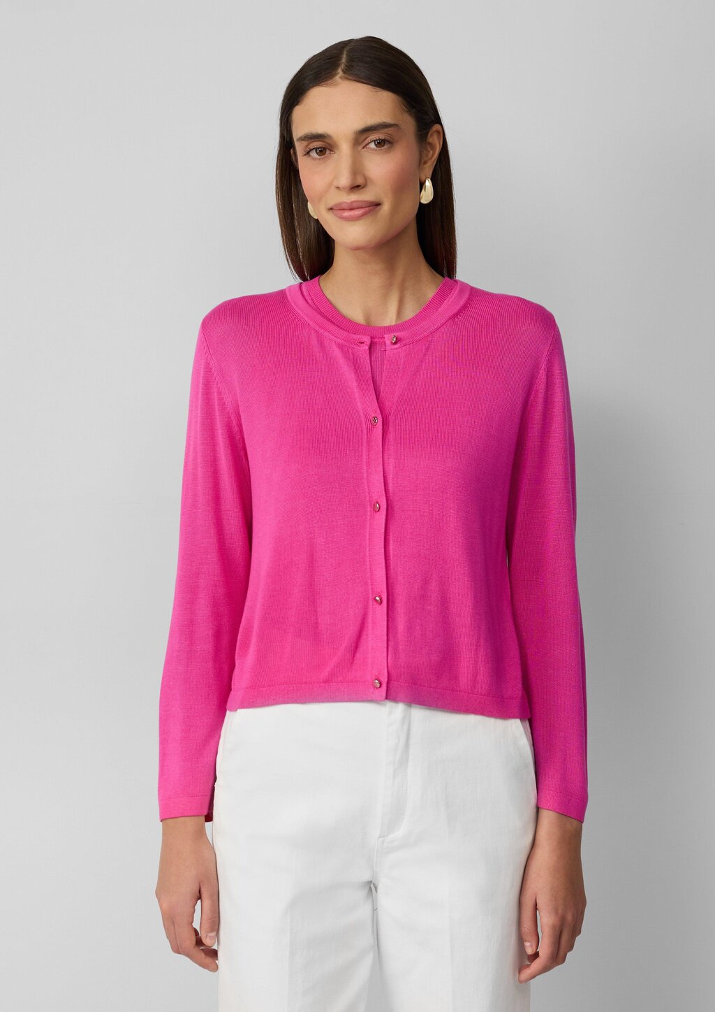 Slim-Fit-Cardigan mit Schmuckknöpfen und verkürzten Ärmeln