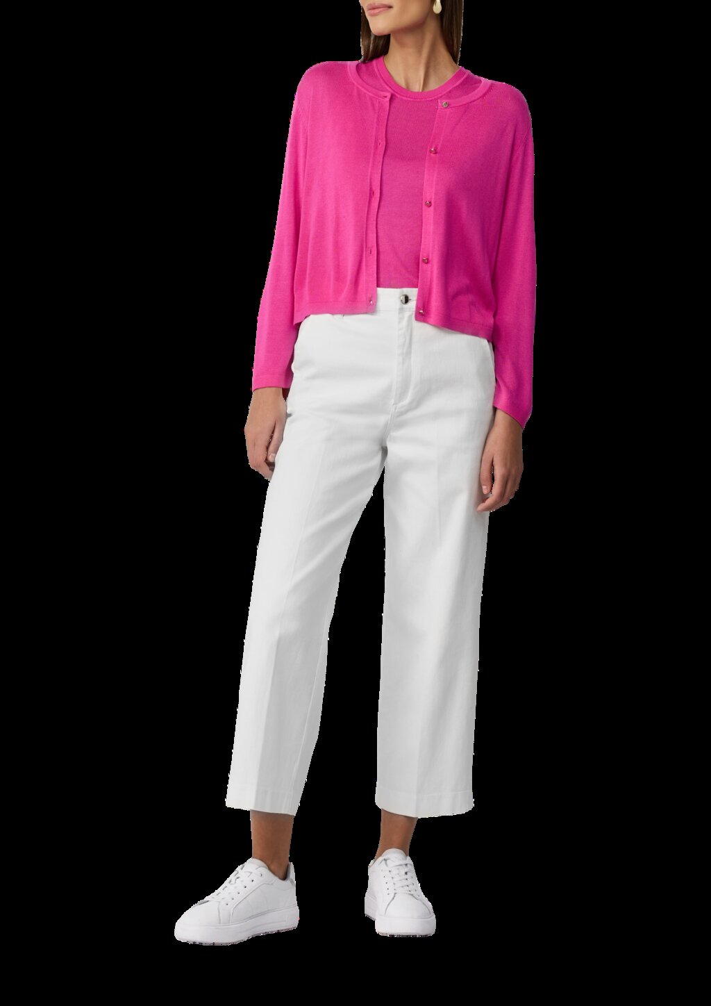 Slim-Fit-Cardigan mit Schmuckknöpfen und verkürzten Ärmeln