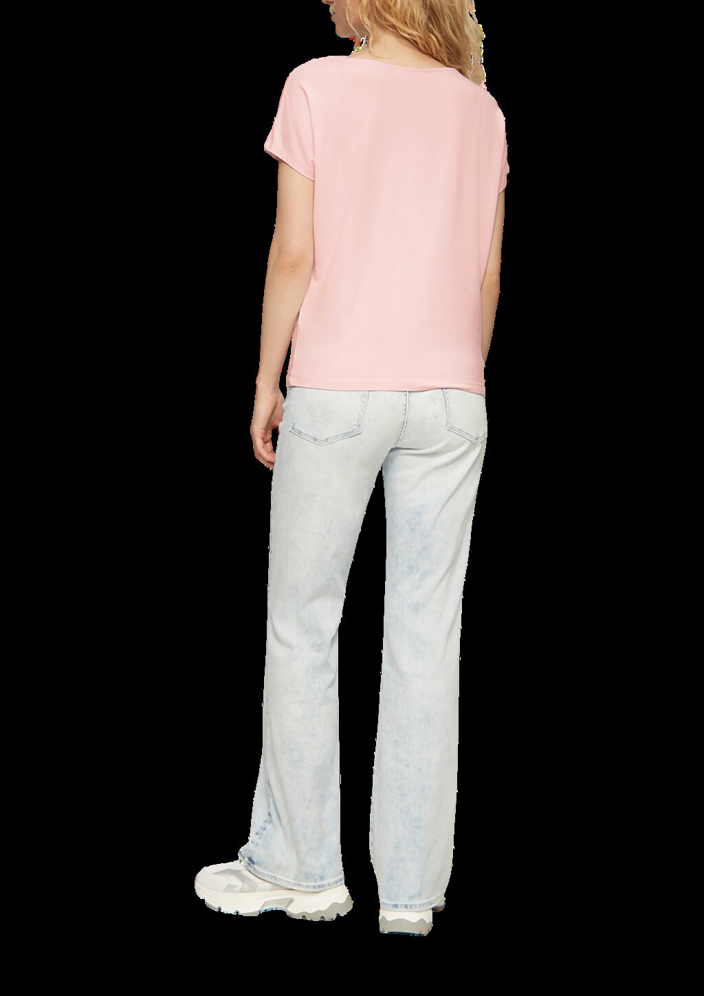 Fließendes Jersey-Shirt mit Artwork und überschnittenen Schultern