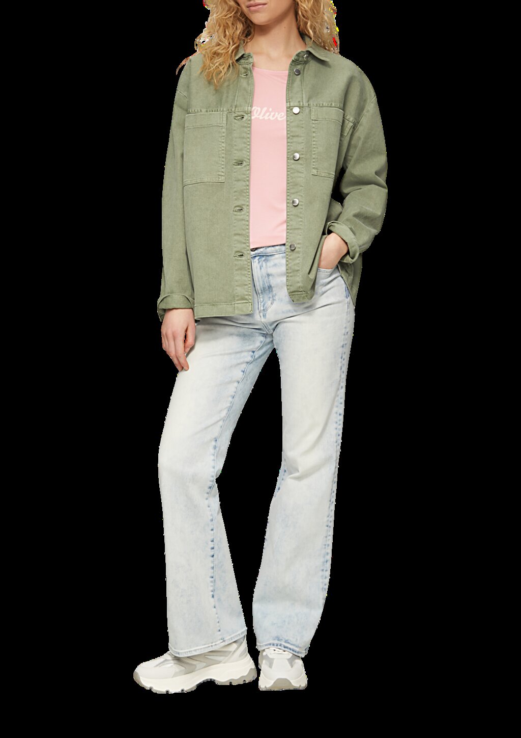 Fließendes Jersey-Shirt mit Artwork und überschnittenen Schultern