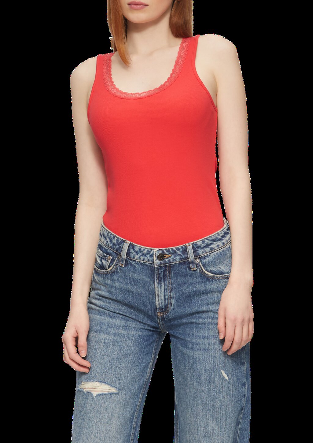 Ripptop mit Spitze am Ausschitt