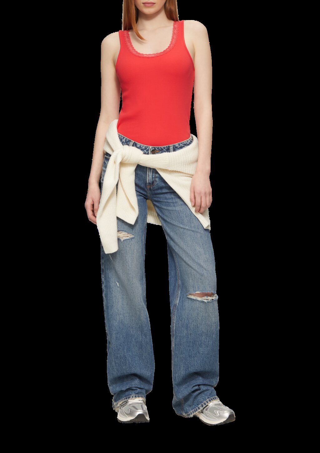 Ripptop mit Spitze am Ausschitt