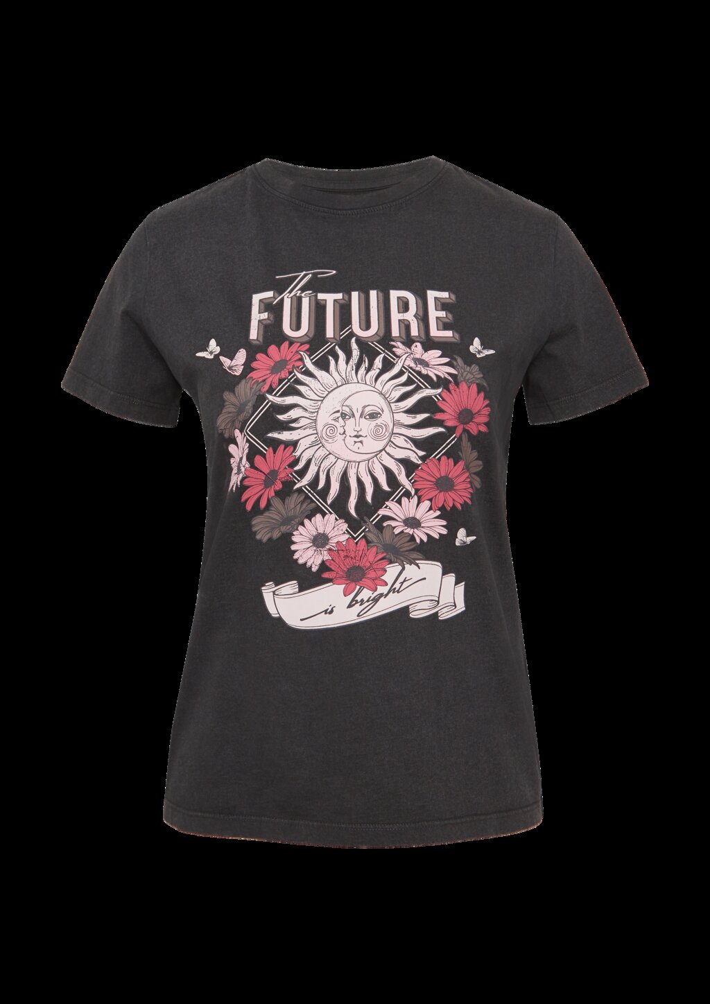 Baumwollshirt mit Frontprint in gewaschener Optik