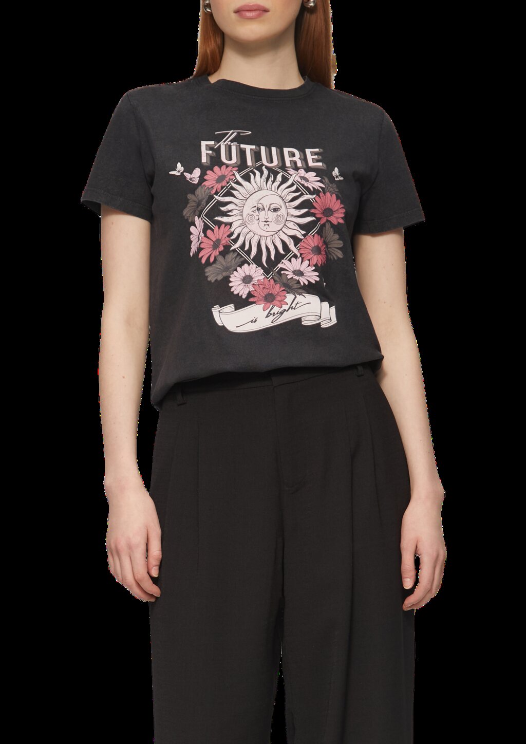 Baumwollshirt mit Frontprint in gewaschener Optik