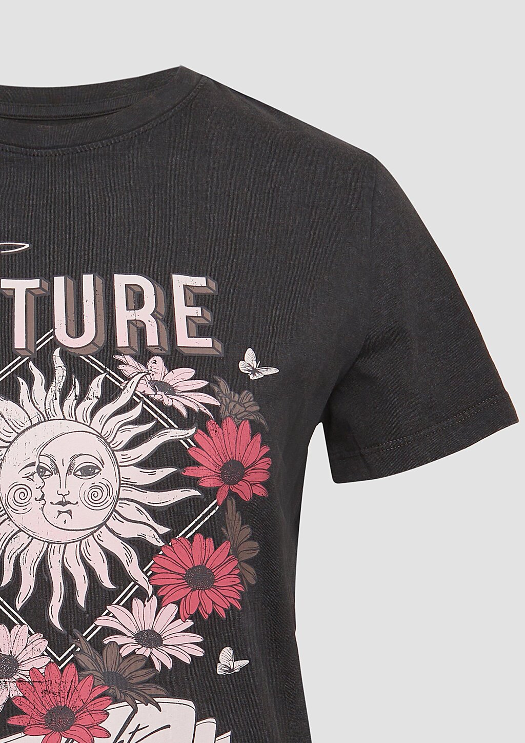 Baumwollshirt mit Frontprint in gewaschener Optik