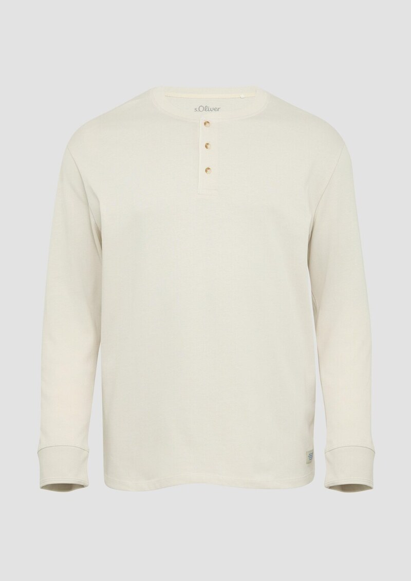 Langarmshirt mit Henleyausschnitt und Web-Details