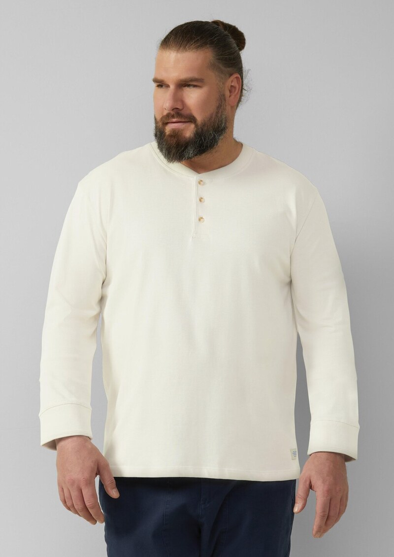 Langarmshirt mit Henleyausschnitt und Web-Details