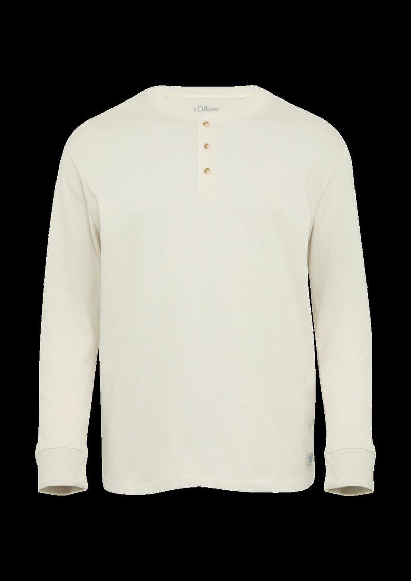 Langarmshirt mit Henleyausschnitt und Web-Details