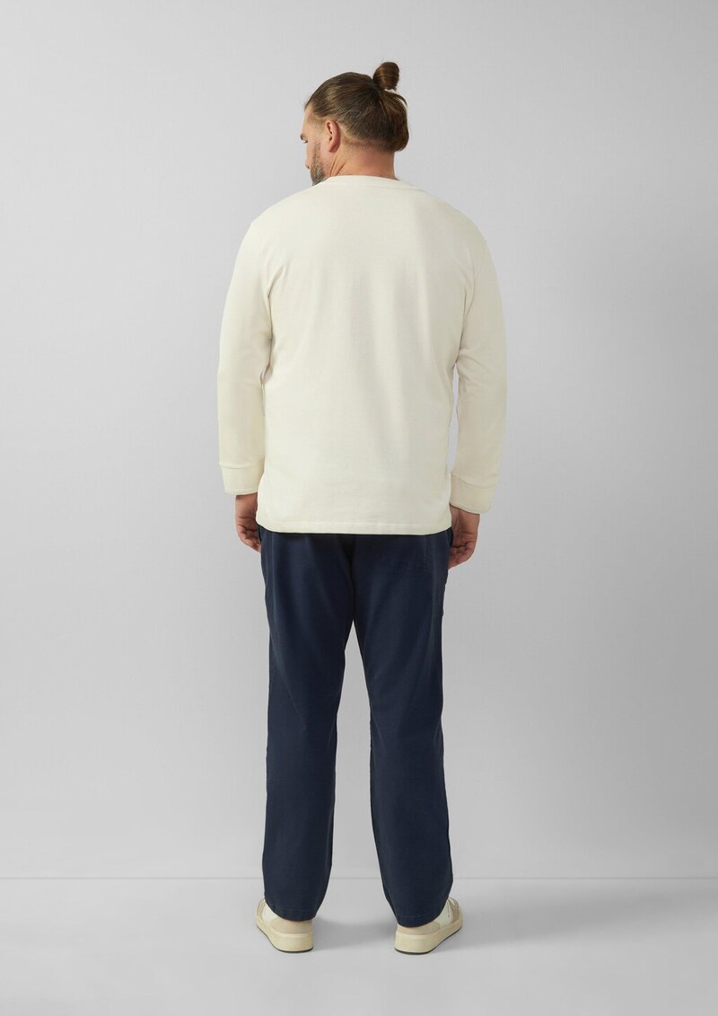 Langarmshirt mit Henleyausschnitt und Web-Details