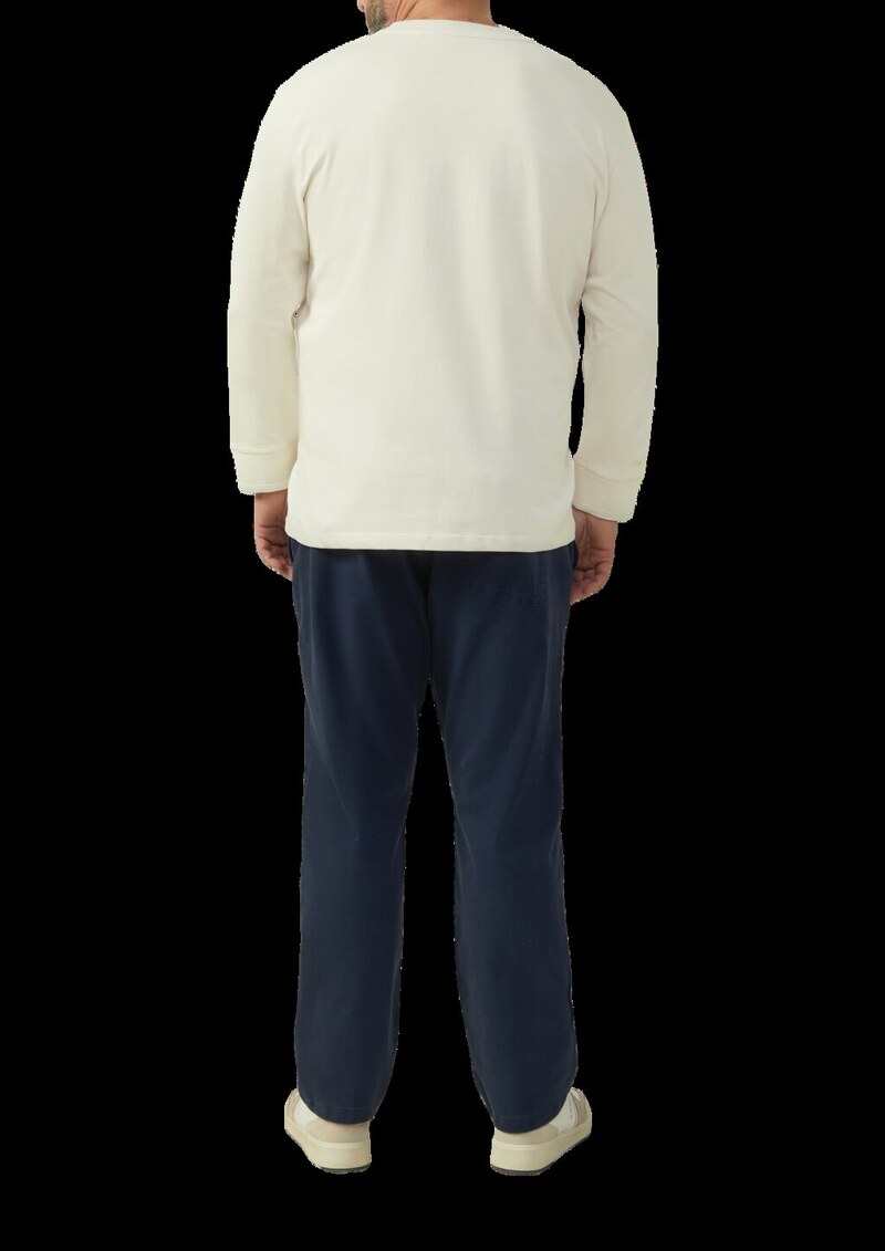 Langarmshirt mit Henleyausschnitt und Web-Details