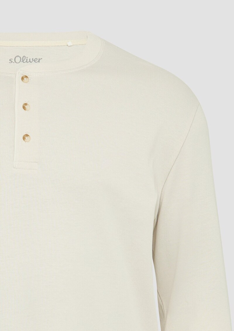 Langarmshirt mit Henleyausschnitt und Web-Details
