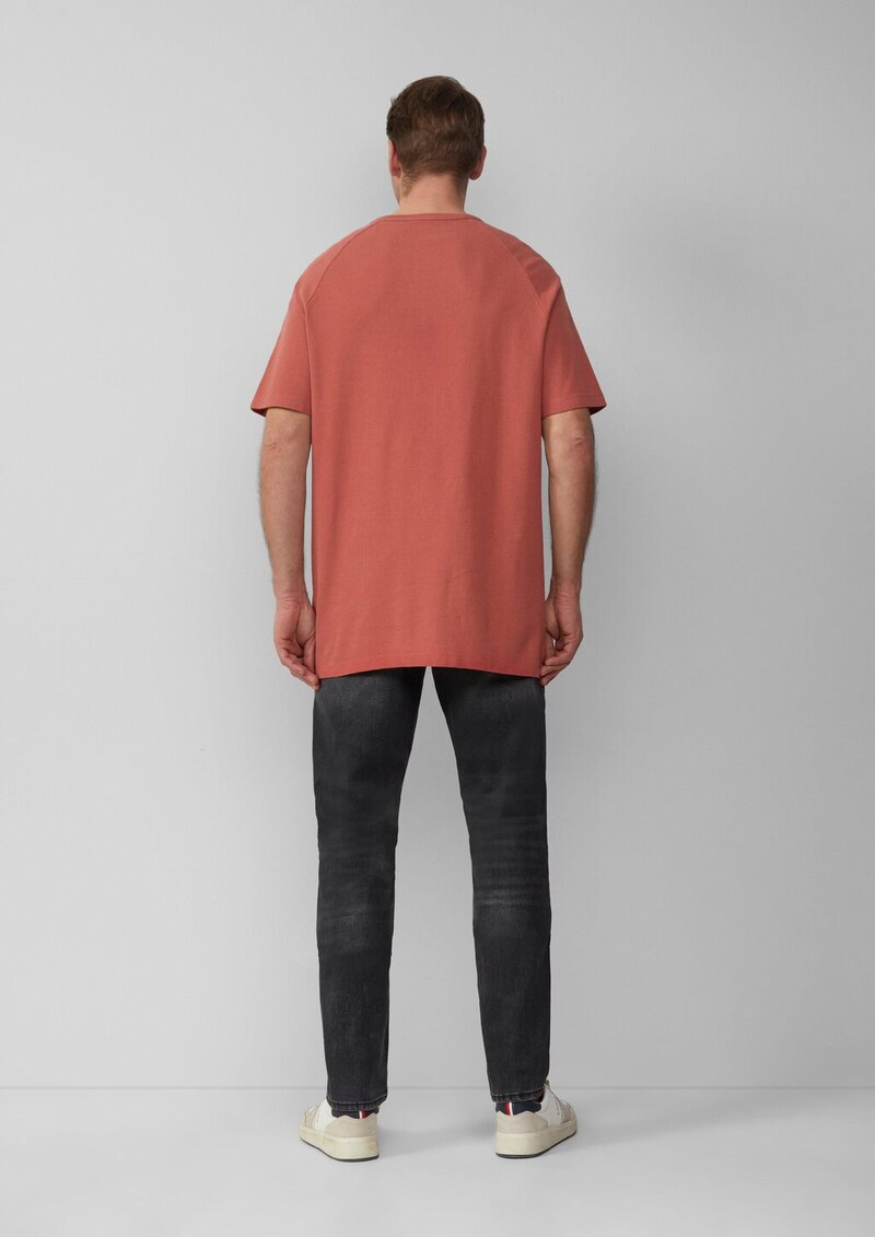 T-Shirt aus Waffel-Jersey mit Henleyausschnitt