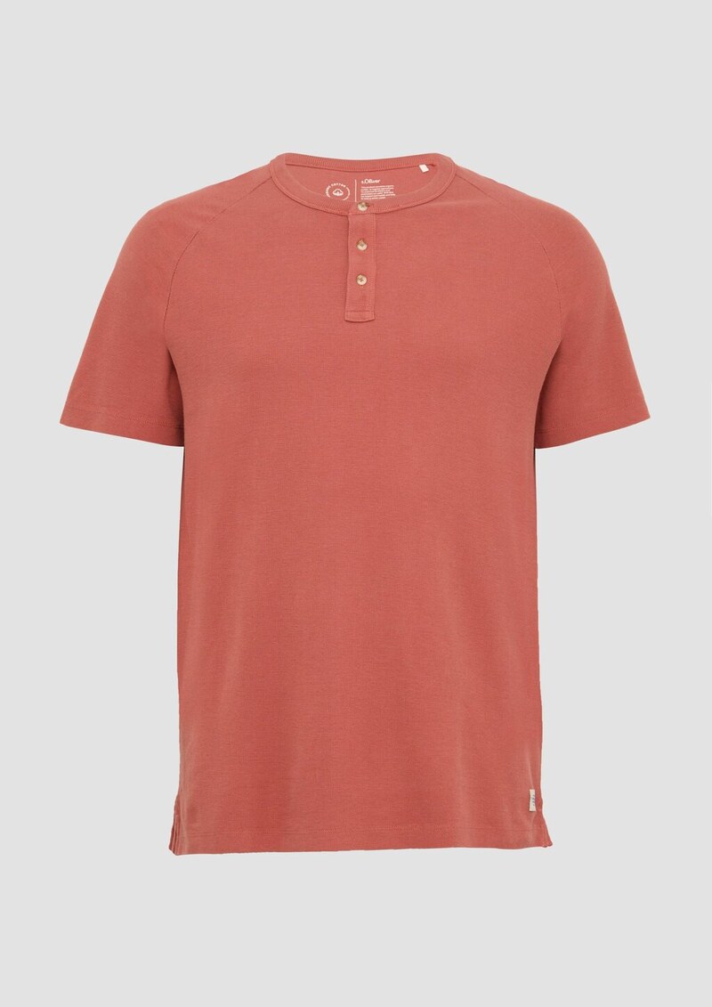 T-Shirt aus Waffel-Jersey mit Henleyausschnitt