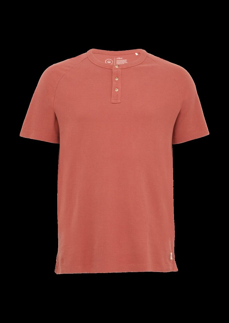 T-Shirt aus Waffel-Jersey mit Henleyausschnitt