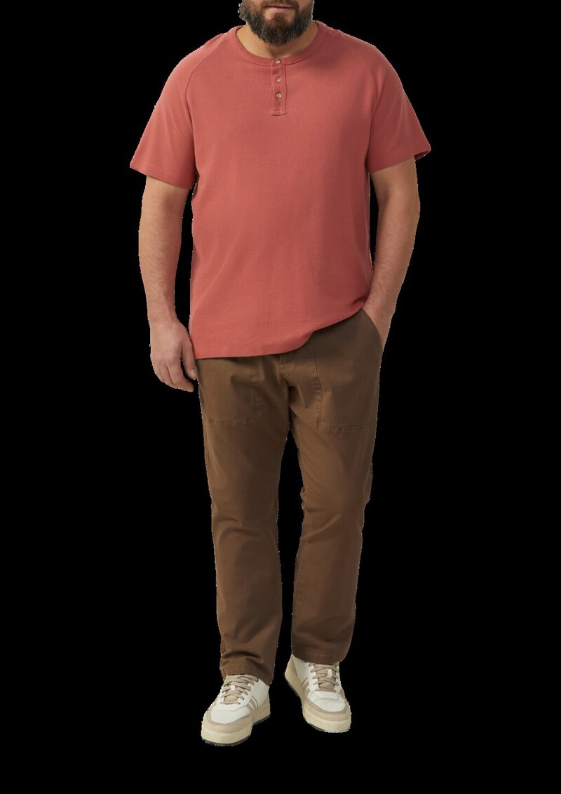 T-Shirt aus Waffel-Jersey mit Henleyausschnitt