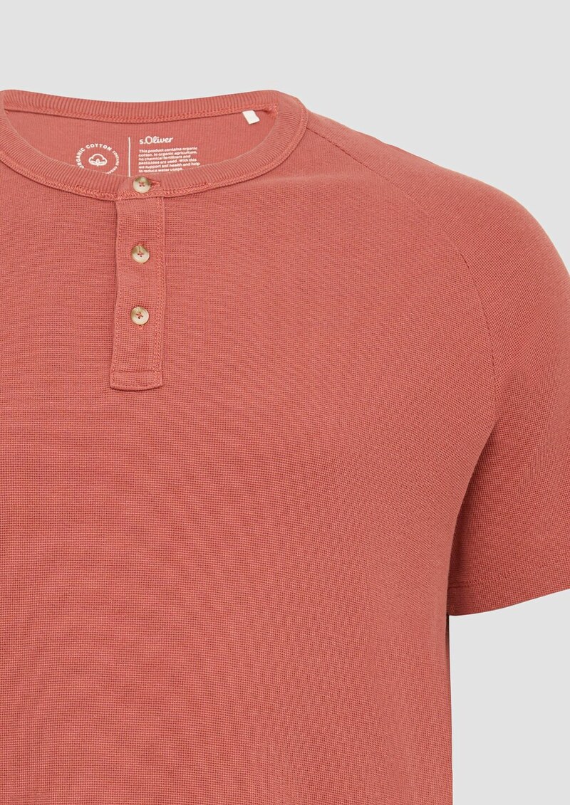 T-Shirt aus Waffel-Jersey mit Henleyausschnitt