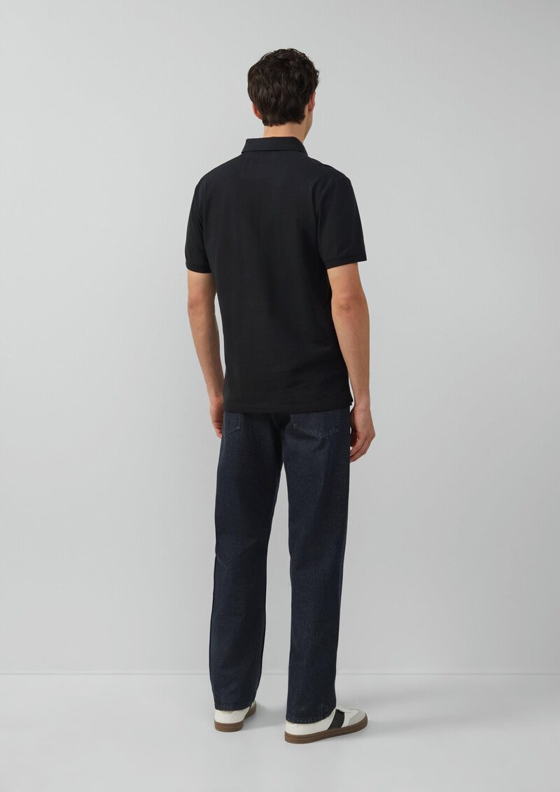 Piqué-Poloshirt aus Baumwollstretch mit Label-Patch