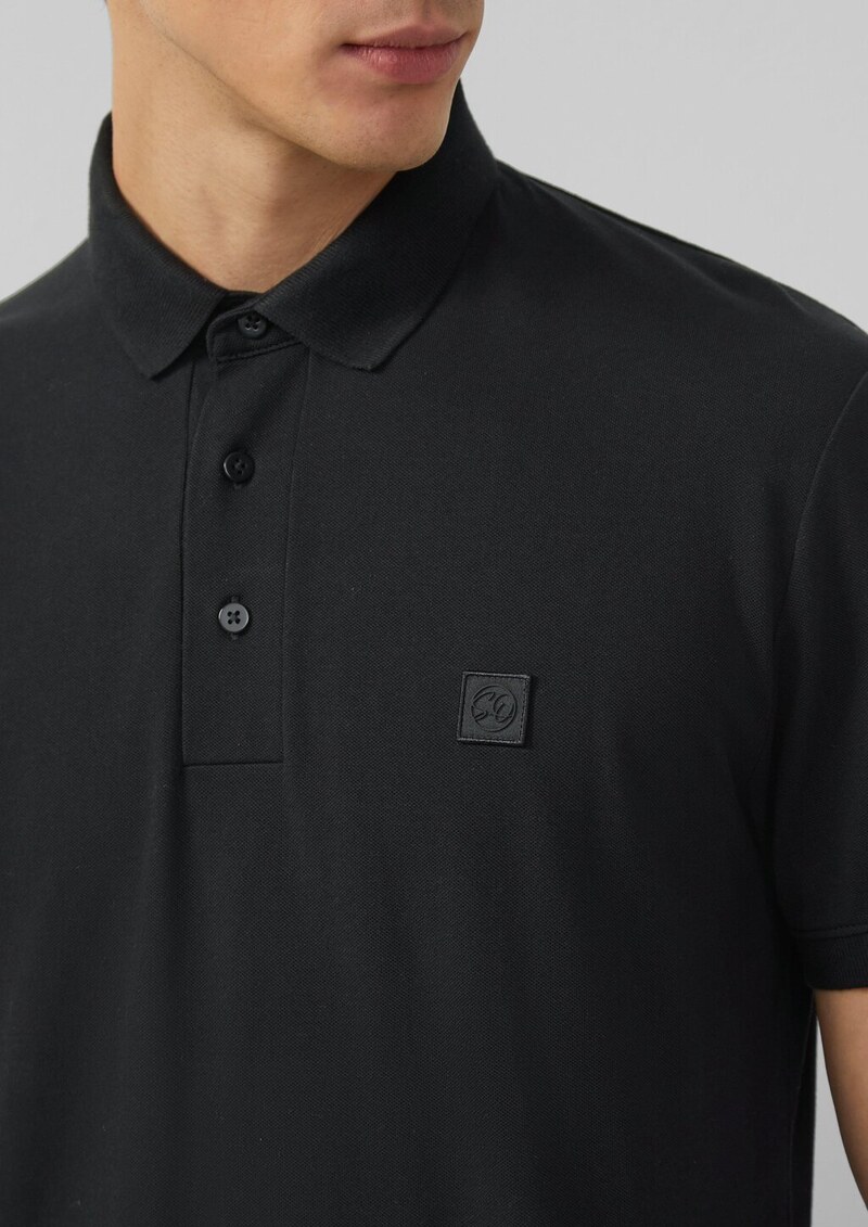 Piqué-Poloshirt aus Baumwollstretch mit Label-Patch