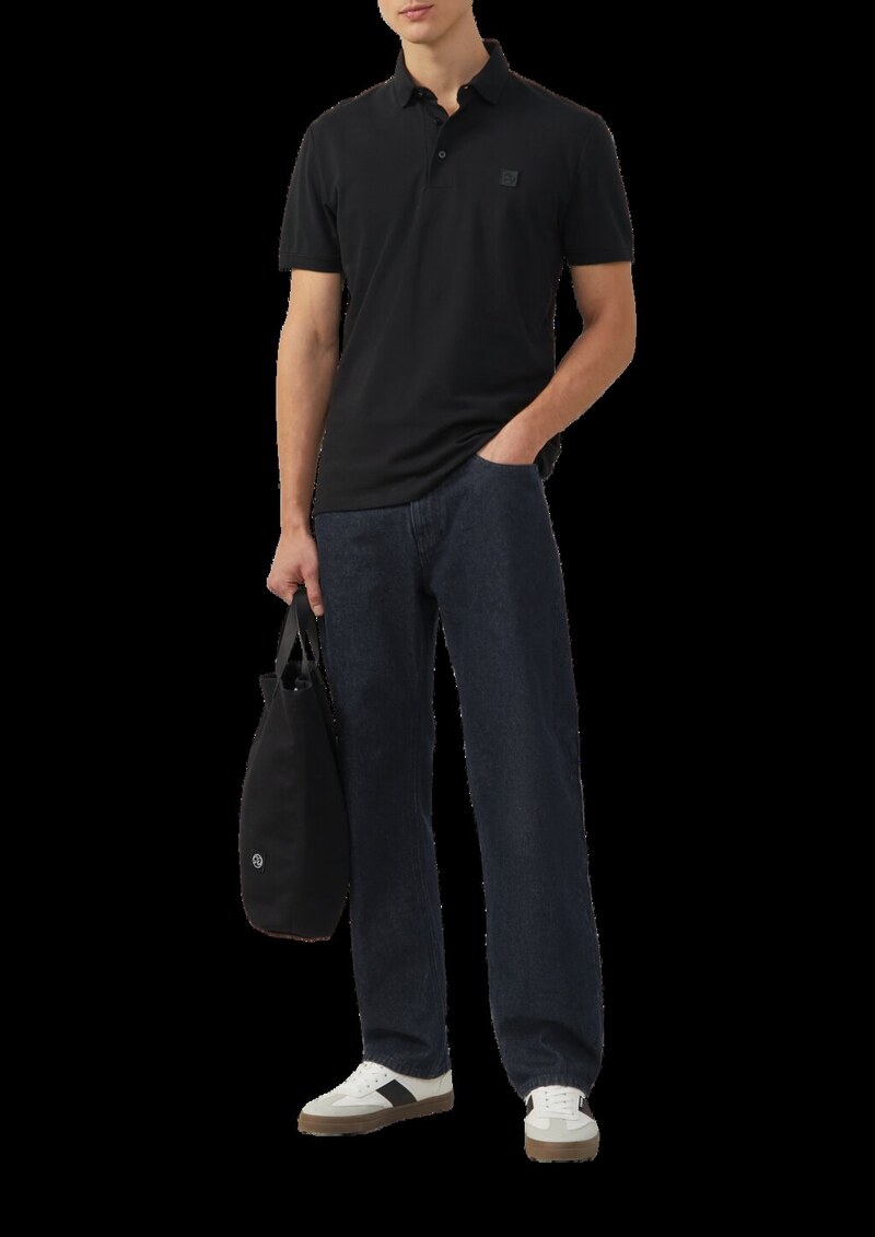 Piqué-Poloshirt aus Baumwollstretch mit Label-Patch