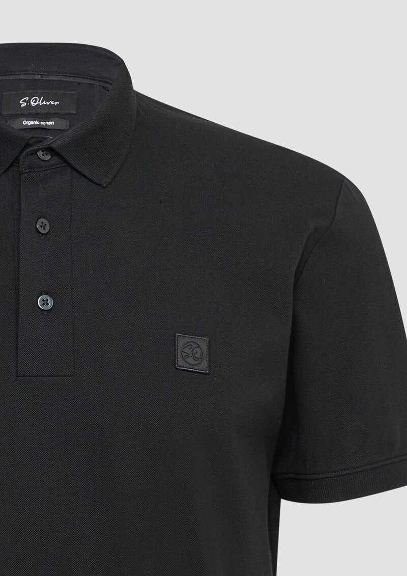 Piqué-Poloshirt aus Baumwollstretch mit Label-Patch